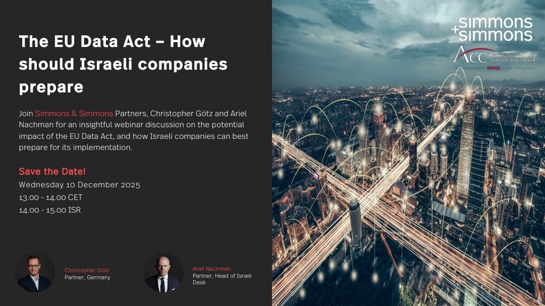 Webinar: The EU Data Act - How should Israeli companies prepare - ACC ...