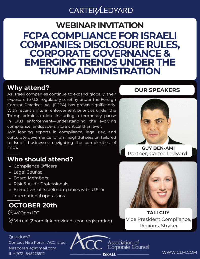 FCPA Compliance: for Israeli Companies | Carter Ledyard