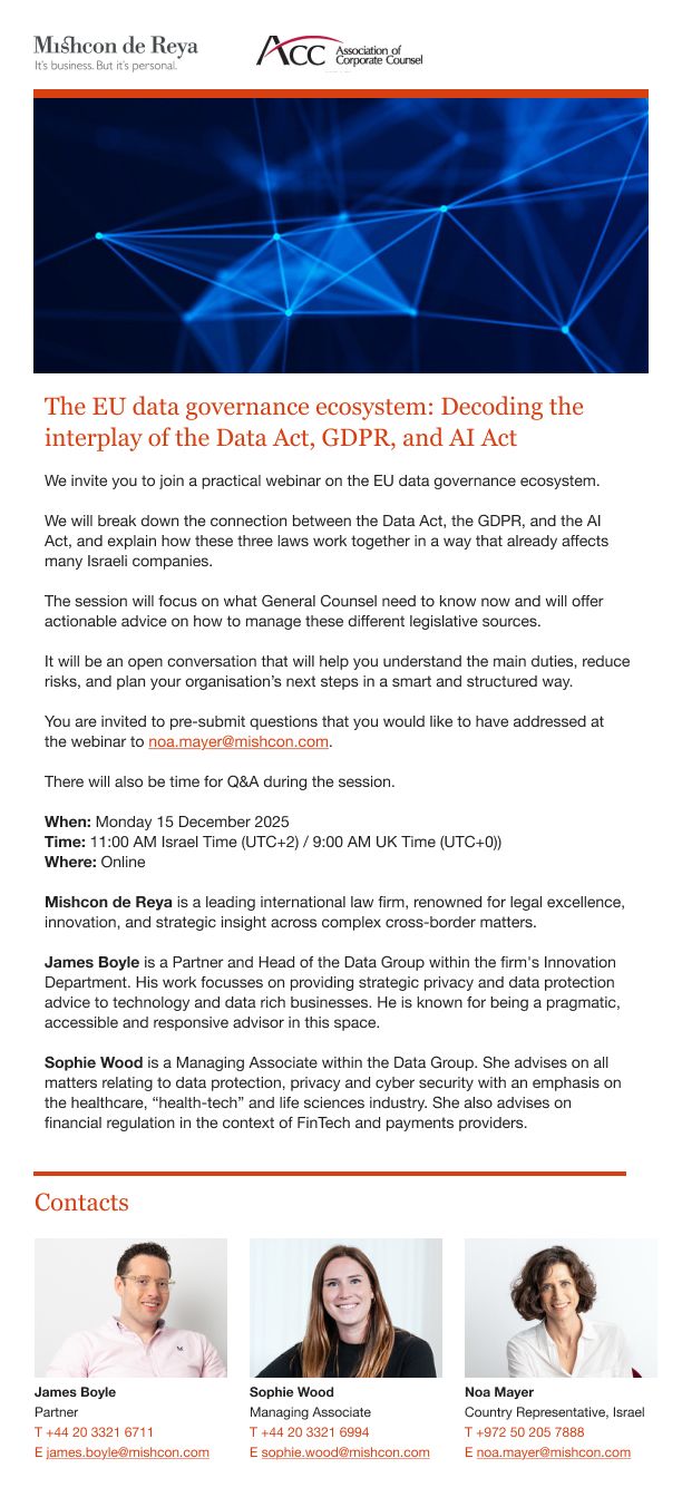 Webinar: The EU data governance ecosystem - ACC - ארגון היועצים ...